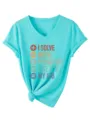 Damen Kurzarm V-Ausschnitt T-Shirt mit lustigem Mathe-Spruch und modischem Knotendetail vorne. - S / Oberteil (3812) / Tiefwasserblau