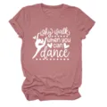 Γυναικείο κοντομάνικο t-shirt με στρογγυλή λαιμόκοψη και τύπωμα χορού καλοκαιρινό τοπ. - S / Tops / Ροζ χρυσό