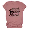 Casual γυναικείο κοντομάνικο t-shirt με στρογγυλή λαιμόκοψη και τύπωμα χορού. - S / Tops / Ροζ Χρυσό (Μαύρη Γραμματοσειρά)