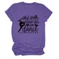 Μωβ casual κοντομάνικο γυναικείο t-shirt με εμπνευσμένο από το χορό τύπωμα top - S / Tops / Μοβ (Μαύρη Γραμματοσειρά)