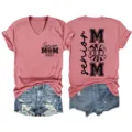 Damen Senior Mom 2027 V-Ausschnitt Kurzarm T-Shirt Lässige Abschluss Tops Sommer - S / Oberteile / Roségold (Schwarzes Muster)