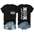 Schwarzes Damen V-Ausschnitt Kurzarm T-Shirt mit Senior Mom 2027 Druck Freizeitkleidung - S / Top (3812) / Schwarz