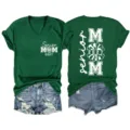 Damen grün V-Ausschnitt Kurzarm T-Shirt Senior Mom 2027 Druck lässiges Oberteil - S / Top (3812) / Vintage Grün