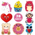 Valentine cartoon greeting cards set, cute heart unicorn bear sticker variant for diy gift decoration - 8 Styles Facial Greeting Cards Mixed 28 Sheets