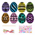 Set de huevos de Pascua para rascar DIY con lápiz de madera, cintas de colores y pegatinas. - Juego de 8 Hojas