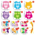 Saint-Valentin Hibou Coloré DIY Ornement Suspendu Ensemble Variante avec Autocollants - Ensemble de Cartes de Vœux DIY Hibou / 24 Sets/Paquet