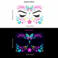 Pegatina de cara impermeable de mariposa fluorescente de festival y tatuaje neón - FA-004