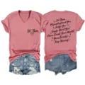 Damen lässiges V-Ausschnitt Kurzarm T-Shirt mit inspirierendem Spruch für den Alltag. - S / Oberteile / Roségold (Schwarze Schrift)