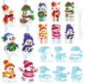 Kit de manualidades de muneco de nieve de dibujos animados para arbol de navidad - Juego de pegatinas de tarjeta DIY Muñeco de nieve de Navidad QS