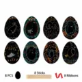 Set de Arte para Rascar Huevos de Pascua 8Pcs Papel Mágico con Lápiz de Madera y Cintas - Juego de 8 Hojas