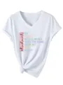 Women's V-Neck Short Sleeve Nursing Student T-Shirt Casual Tee Top with Front Knot - S / Tops / White