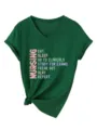 Women V-Neck Short Sleeve Nursing Student Letter Print Casual T-Shirt Green Top - S / Tops / Vintage Green