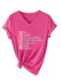 Women pink V-neck short sleeve nursing student graphic tee casual rolled cuff t-shirt - S / Tops / Rose Red