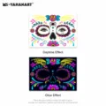 Wasserdichter Neon-Gesichtsaufkleber für Festivals, leuchtendes Totenkopf Tattoo für Partys. - FY-005