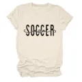 Lässiges Damen Kurzarm Rundhals T-Shirt mit Soccer Mom Print Design für den Alltag. - S / Oberteile / Sand (Schwarze Schrift)