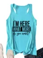 Women casual racerback tank top with fashion letter print, comfortable summer sleeveless top. - S / Tops / Cyan