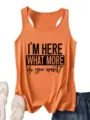 Orange women's racerback tank top casual summer sleeveless top with funny letter print - Light Orange