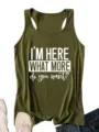 Women olive green racerback tank top casual summer basic sleeveless letter print shirt - Army Green