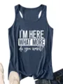 Women Casual Letter Print Tank Top Sleeveless Racerback Vest Summer Athletic Shirt - Navy Blue