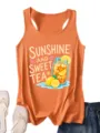 Canotta estiva donna arancione con grafica tè freddo limone carino top senza maniche casual - Arancio chiaro