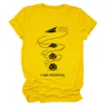 Damen gelbes kurzarm rundhals t-shirt freizeit grafisches tee mit spruch detailansicht - S / Oberteile / Gelb
