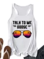 Gedetailleerd overzicht van de casual zomertanktop voor dames met grafische print. - S / Tops / Wit