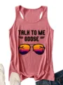 Dames zomer casual roze tanktop met grafische print en comfortabele pasvorm voor dagelijks gebruik. - Roségoud