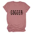 T-shirt décontracté à manches courtes pour femmes avec un joli imprimé graphique maman foot. - S / Hauts / Or Rose (Police Noire)
