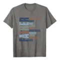 Ανδρικό γκρι κοντομάνικο t-shirt με μοντέρνο τυπογραφικό σχέδιο πατέρα λεπτομέρεια - S / Tops / σκούρο γκρι