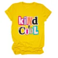 Gelbes Damen Rundhals Kurzarm T-Shirt mit coolem Grafikprint Lässiges Sommer Oberteil - S / Oberteile / Gelb