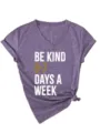 Women V-Neck Short Sleeve Casual Letter Print T-Shirt Soft Summer Casual Tee Top Purple - S / Tops / Purple
