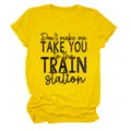 Damen gelbes Kurzarm Grafik T-Shirt mit lustigem Spruch lässiges Sommer Top für Frauen. - S / Oberteile / Gelb
