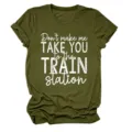 Damen Grafik Kurzarm T-Shirt lässiges olivgrünes Rundhals Oberteil Sommerbekleidung - S / Oberteile / Armeegrün