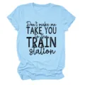 Lässiges hellblaues Damen Kurzarm T-Shirt mit witzigem Buchstaben Print für den Alltag. - S / Oberteile / Hellblau