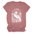 Women casual round neck short sleeve t-shirt with crow floral graphic print fashion top. - S / Tops / Rose Gold (White Lettering)