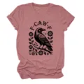 Womens casual short sleeve t-shirt featuring a vintage crow and floral graphic design. - S / Tops / Rose Gold (Black Letters Color Graphic)