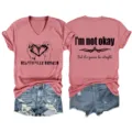Damen rosa V-Ausschnitt Kurzarm T-Shirt mit trendigem Spruch, lässiges Sommer-Oberteil. - S / Oberteile / Roségold (Schwarzer Druck)