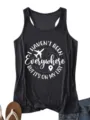 Women's dark grey travel slogan racerback tank top, casual comfortable summer top. - S / Tops / Dark Gray