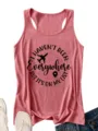 Pink women's casual tank top with travel slogan print, comfortable sleeveless summer apparel. - Rose Gold