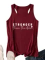 Women's casual maroon racerback tank top with inspiring stronger than the storm print. - Burgundy