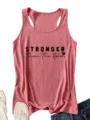 Detail view of the pink women tank top featuring stylish letter print and comfy fabric design. - Rose Gold