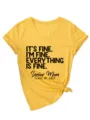 Μοντέρνο και ωραίο κίτρινο T-shirt με V-neck κοντό μανίκι και αστεία εκτύπωση γραμμάτων casual top - S / Τοπ (3812) / Κίτρινο (Μαύρη Γραμματοσειρά)