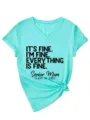 Γυναικείο casual μέντα t-shirt με V λαιμόκοψη, κοντό μανίκι και αστείο τυπωμένο μήνυμα. - S / Τοπ (3812) / Βαθύ Μπλε (Μαύρη Γραμματοσειρά)