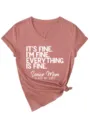 Close-up detail of the printed graphic quote on the dusty rose V-neck women short sleeve tee. - S / Tops / Rose Gold (White Font)