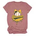 Lässiges Damen Kurzarm Rundhals T-Shirt mit süßem Baseball Bananen Grafik Print Top. - S / Oberteile / Roségold