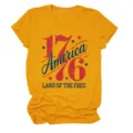 T-shirt à manches courtes rétro pour femme avec imprimé graphique, haut col rond décontracté. - S / Hauts / Jaune Moutarde