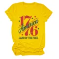 T-shirt femme manches courtes jaune vintage 1776 America patriotique haut de loisir - S / Hauts / Jaune