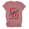 T-shirt décontracté col rond manches courtes pour femmes impression patriotique. - S / Hauts / Or rose