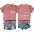 Women V-Neck Short Sleeve T-Shirt Teacher Letter Print Casual Tee Summer Top Fashion - S / Top (White Print) / Rose Gold