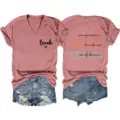 Women V-neck short sleeve T-shirt with inspirational teach compassion print casual tee top - S / Top (Black Print) / Rose Gold